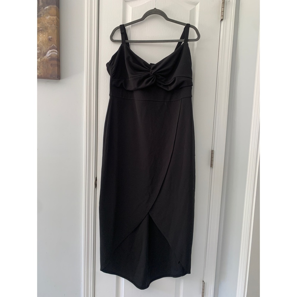 Torrid Black Crepe Twist Front Cut Out Wrap Skirt Dress 16 44285372 Deep Black‎